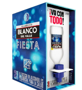 AGUARDIENTE BLANCO DEL VALLE FIESTA ( tapa azul )